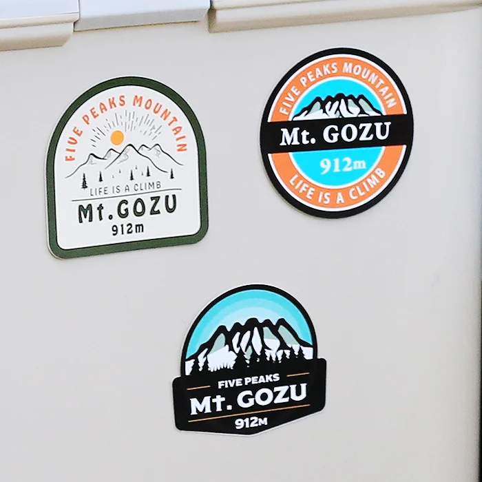 五頭山ステッカー　登頂記念のアウトドアステッカーは3種類　MT.GOZU STICKER　おしゃれキャンプ　キャンプスタイル
