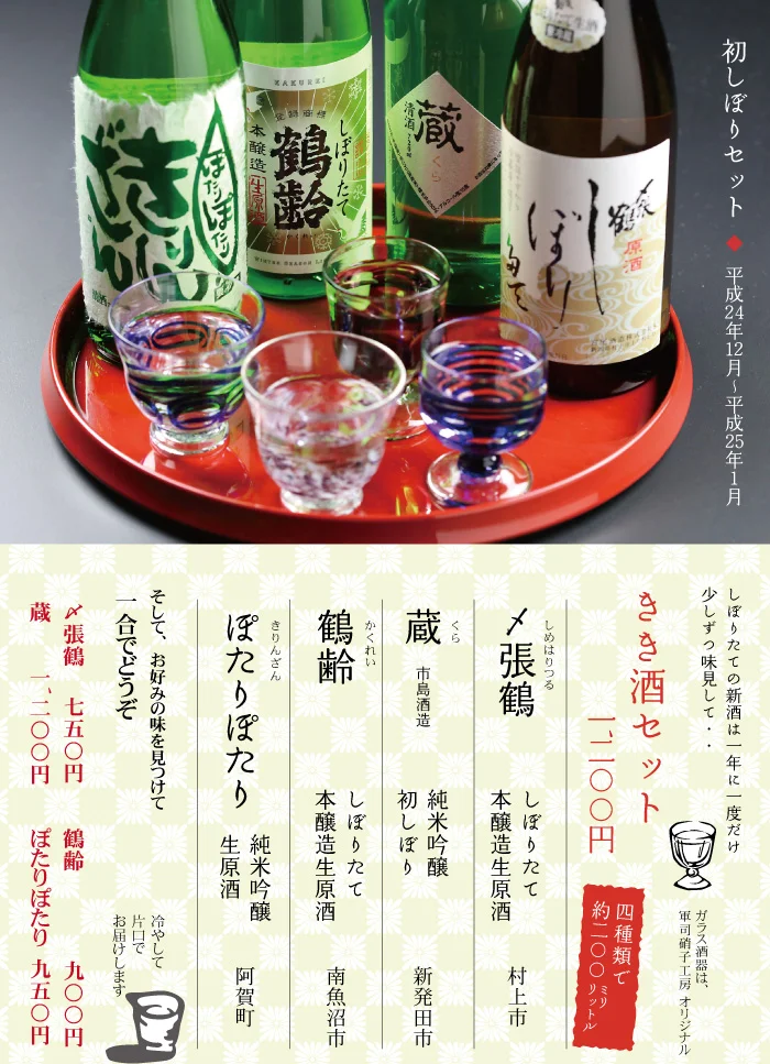 にいがた地酒のきき酒セット　初しぼり