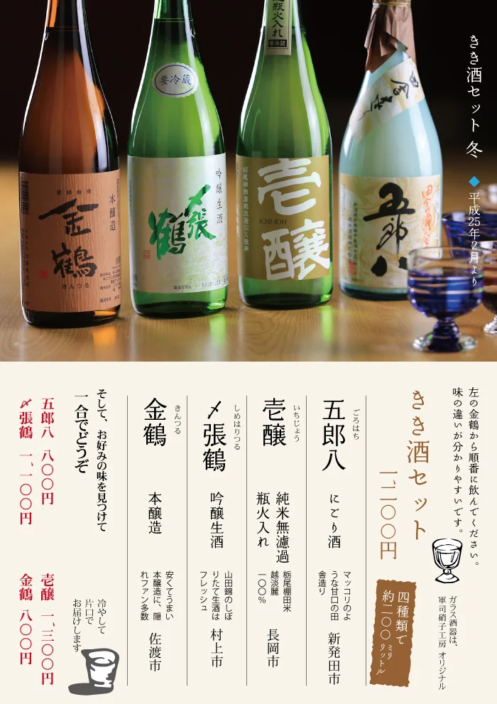にいがた地酒のおいしい宿　きき酒セット